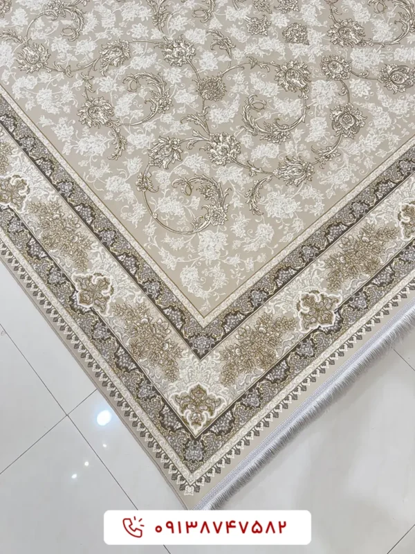 فرش 1200 شانه کد 15804 کرم