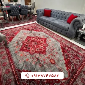 فرش کلکسیون آوانگارد حریص 1200 شانه نقره‌ای قرمز