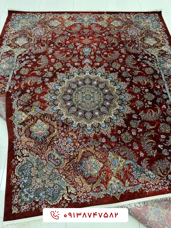 فرش کد 2000003138 عنابی 1500 شانه