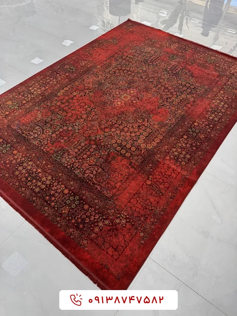 فرش ماشینی کلکسیون هلنا کد 25NH0000 لاکی معادل 77 رج دستباف