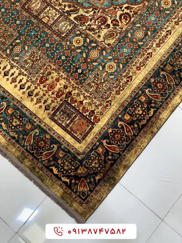 فرش ماشینی کلکسیون هلنا کد 25NH0010 زیتونی معادل 77 رج دستباف