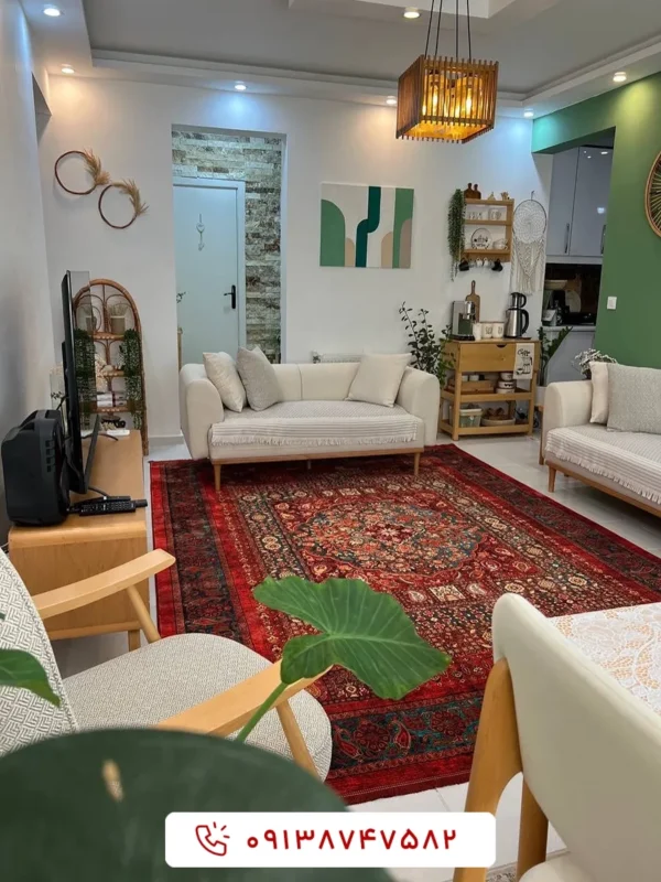 فرش ماشینی کلکسیون هلنا کد 25NH0010 لاکی معادل 77 رج دستباف