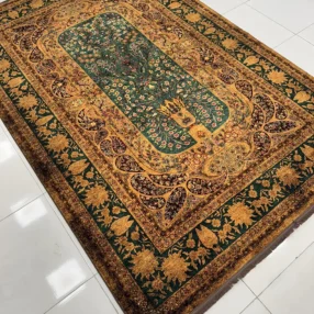 فرش ماشینی کلکسیون هلنا کد 25NH0060 سبز معادل 77 رج دستباف