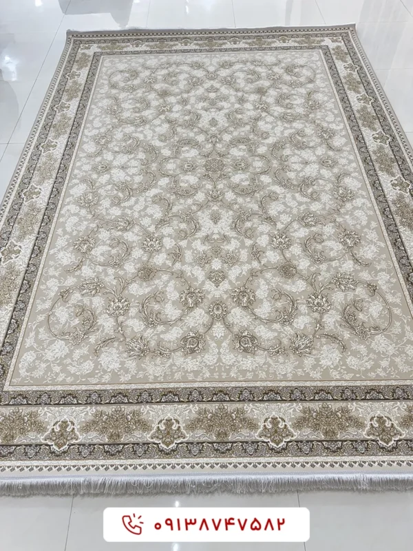 فرش کد 15804 کرم برجسته