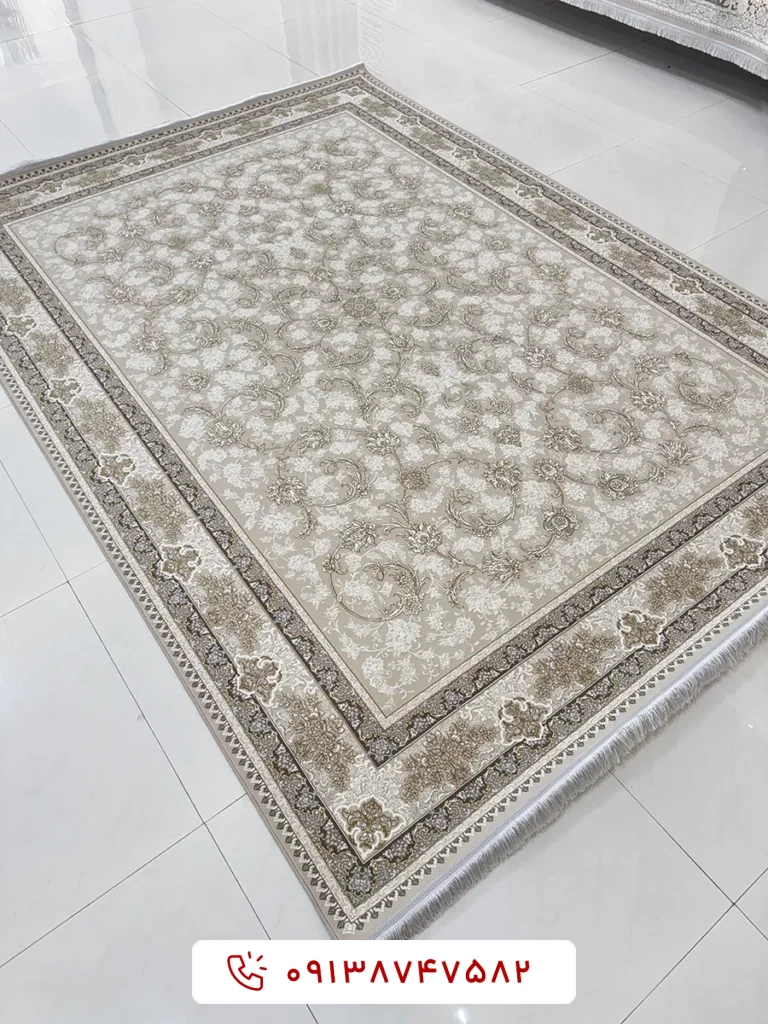 فرش کد 15804 کرم برجسته