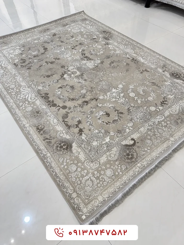 فرش کد 85046 کرم برجسته