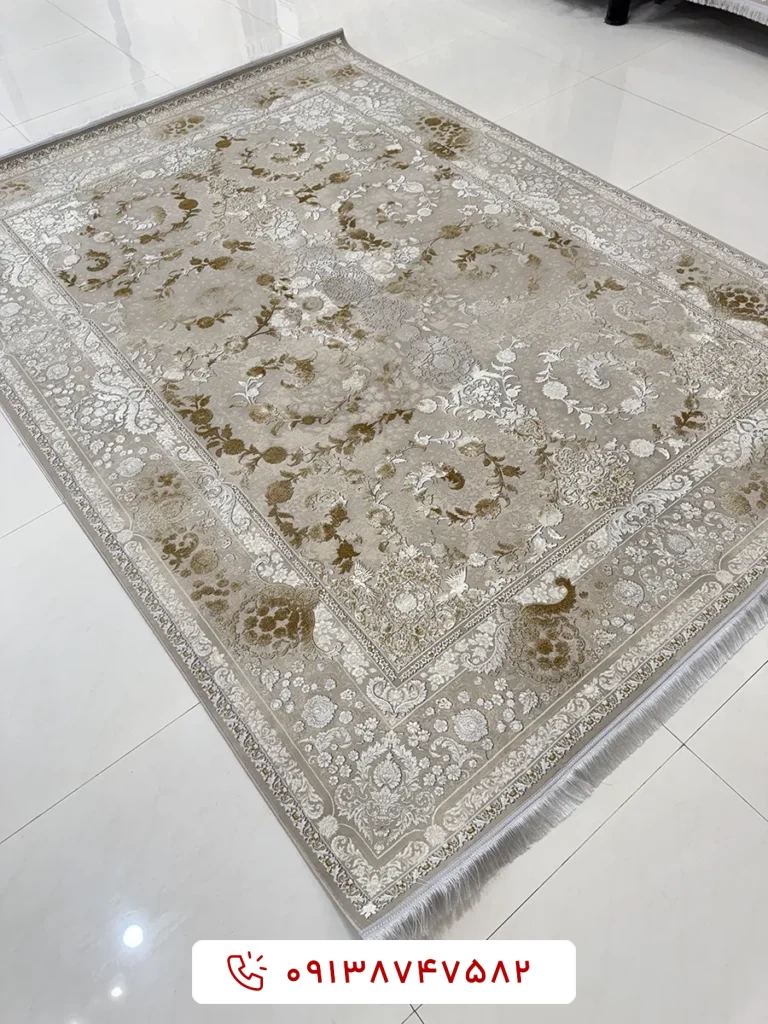 فرش کد 85047 کرم برجسته
