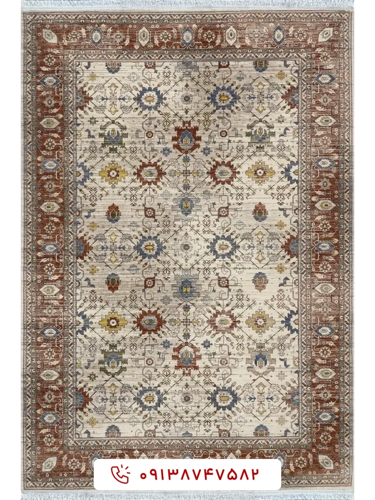 فرش سلطان آباد کد 76002 بژ کرم