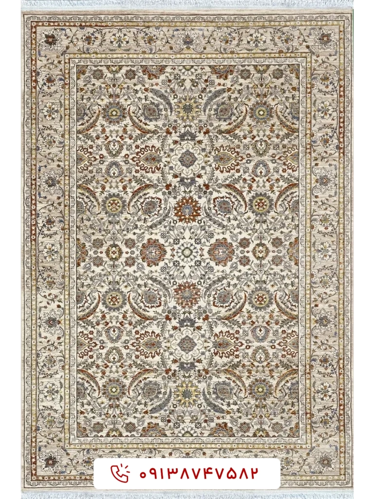 فرش سلطان آباد کد 76008 بژ کرم