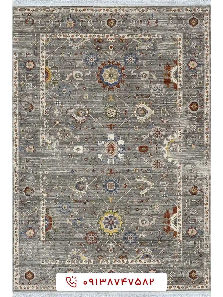 فرش سلطان آباد کد 76010 نقره‌ای