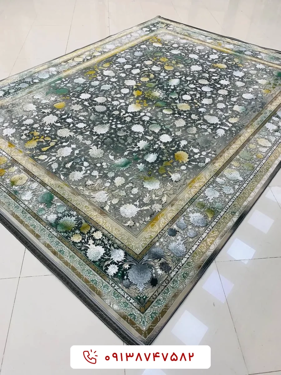 فرش 1200 شانه شاهکار 201 دودی برجسته